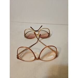 Lot Of 2 Pairs Vintage Ladies Eye Glass Frames Oversize Retro Style